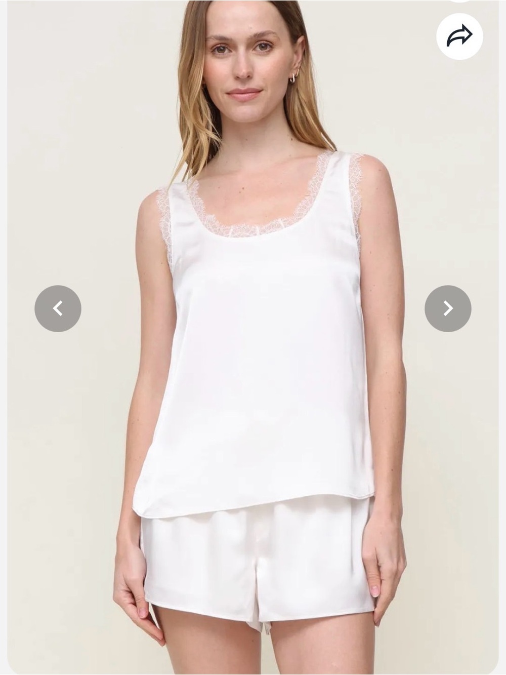 W.A.P.G. Tyla Lace-Trim Tank Top, Off White, Sz M, NWT